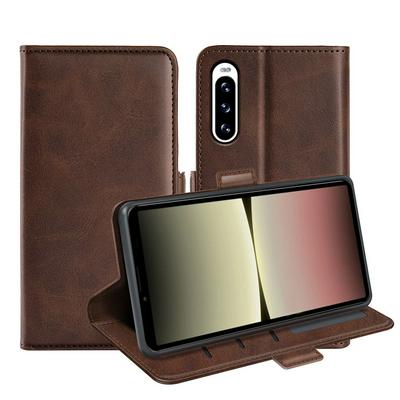For Sony Xperia 10 V Double Buckle Wallet Style Folio Flip Leather Case with Stand and Card Slots Function