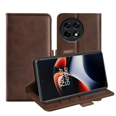 For OnePlus 11R/ACE 2 Double Buckle Wallet Style Folio Flip Leather Case with Stand and Card Slots Function