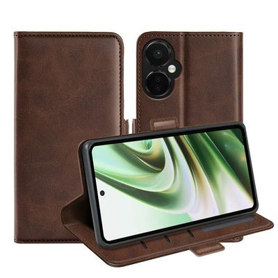 For OnePlus Nord CE3 Double Buckle Wallet Style Folio Flip Leather Case with Stand and Card Slots Function