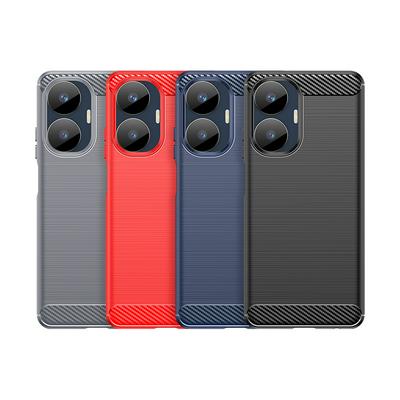 For Oppo Realme C55 Carbon Fiber Drawing Series Scratch Resistant Shock Absorption Soft TPU Back Cover Case