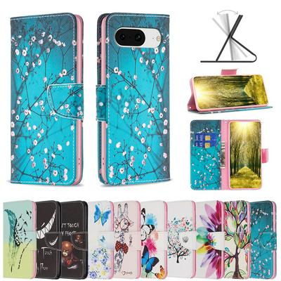 For Google Pixel 8 Color Painted Side Flip Scratch Resistant PU Leather Wallet Phone Case