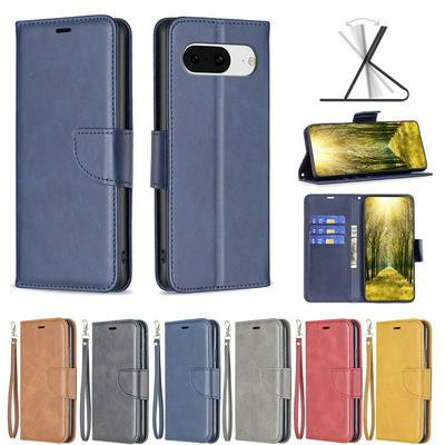 For Google Pixel 8 Solid Color Sheep Pattern Scratch Resistant PU Leather Wallet Phone Case with Card Slots&Stand