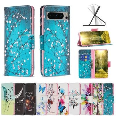 For Google Pixel 8 Pro Color Painted Side Flip Scratch Resistant PU Leather Wallet Phone Case