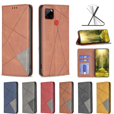 For Nokia C12 Stitching Rhombus Pattern Folio Flip PU Leather Wallet Phone Case