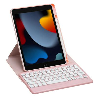 F102B Suitable for iPad 10.2, 2021/2020/2019&Air3 10.5&Pro 10.5 Upper Pen Slot 360 Rotation Acrylic Transparent Case Bluetooth Keyboard Leather Case