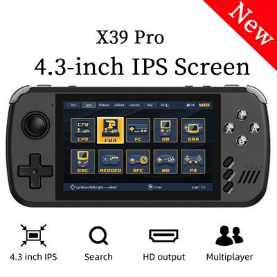 New X39 pro 6000 GAMES portable retro system device 4.3 inch IPS handheld video retro game support wired controller