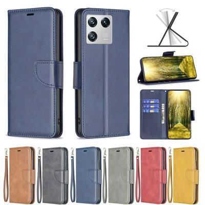 For Xiaomi 13 Solid Color Sheep Pattern Scratch Resistant PU Leather Wallet Phone Case with Card Slots&Stand