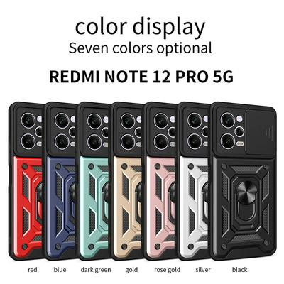 For Xiaomi Redmi Note 12 Pro 5G Sergeant Shockproof Drop-proof PC+TPU Phone Protective Case with Metal Ring Kickstand and Metal Patch 