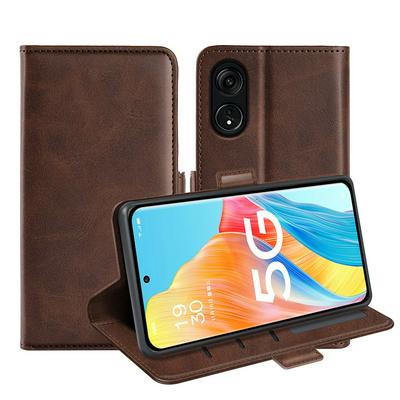 For OPPO Reno 8T 5G Double Buckle Wallet Style Folio Flip Leather Case with Stand and Card Slots Function