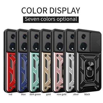 For Oppo Reno 8T 4G Sergeant Shockproof Drop-proof PC+TPU Phone Protective Case with Metal Ring Kickstand and Metal Patch 