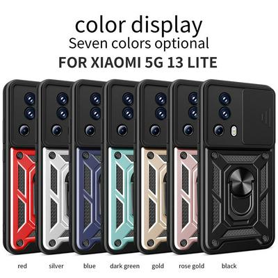 For Xiaomi 13 lite Sergeant Shockproof Drop-proof PC+TPU Phone Protective Case with Metal Ring Kickstand and Metal Patch 