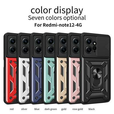 For Xiaomi Redmi Note 12 4G Sergeant Shockproof Drop-proof PC+TPU Phone Protective Case with Metal Ring Kickstand and Metal Patch 