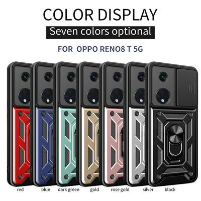 For Oppo Reno 8T 5G Sergeant Shockproof Drop-proof PC+TPU Phone Protective Case with Metal Ring Kickstand and Metal Patch 