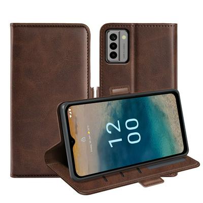 For Nokia G22 Double Buckle Wallet Style Folio Flip Leather Case with Stand and Card Slots Function