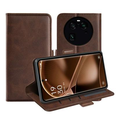 For Oppo Find X6 Pro Double Buckle Wallet Style Folio Flip Leather Case with Stand and Card Slots Function