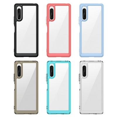 For Sony Xperia 10 V TPU + Acrylic Back Cover Anti-fall Clear Phone Case with Independent PC Buttons 