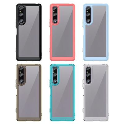For Sony Xperia 1 V TPU + Acrylic Back Cover Anti-fall Clear Phone Case with Independent PC Buttons 
