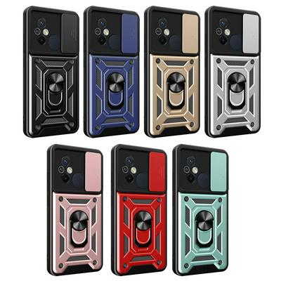 For Xiaomi Redmi 12C Sergeant Shockproof Drop-proof PC+TPU Phone Protective Case with Metal Ring Kickstand and Metal Patch 