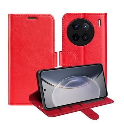 For vivo X90 Pro R64 Pattern Single Folded Edge Folio Flip Leather Wallet Phone Case