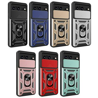 For Google Pixel 8 Sergeant Shockproof Drop-proof PC+TPU Phone Protective Case with Metal Ring Kickstand and Metal Patch 