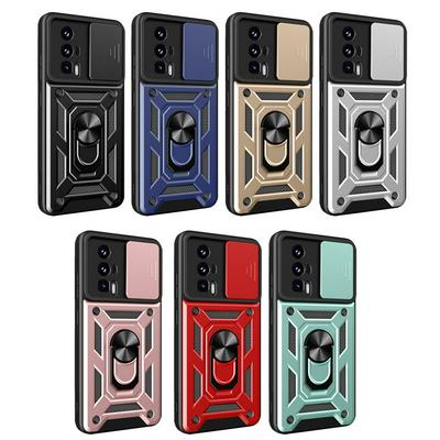 For Xiaomi Poco F5 Pro Sergeant Shockproof Drop-proof PC+TPU Phone Protective Case with Metal Ring Kickstand and Metal Patch 