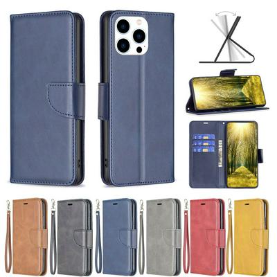 For iPhone 15 Pro Solid Color Sheep Pattern Scratch Resistant Wallet Leather Case