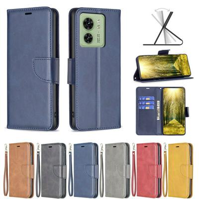 For Motorola Edge 40 Solid Color Sheep Pattern Scratch Resistant PU Leather Wallet Phone Case with Card Slots&Stand