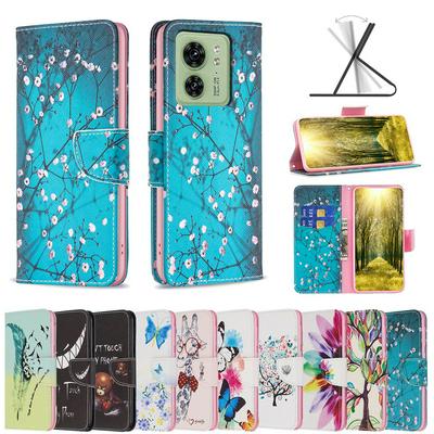 For Motorola Edge 40 Color Painted Side Flip Scratch Resistant PU Leather Wallet Phone Case