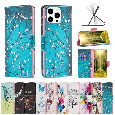 For iPhone 15 Pro Color Painted Side Flip Scratch Resistant PU Leather Wallet Phone Case