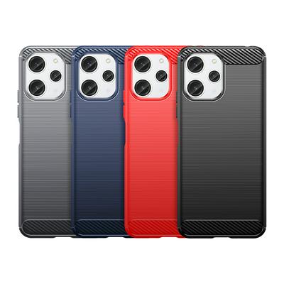 For Xiaomi Redmi 12 Carbon Fiber Drawing Series Scratch Resistant Shock Absorption Soft TPU Back Cover Case