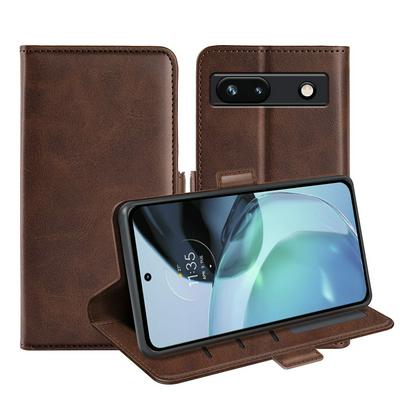 For Google Pixel 7A Double Buckle Wallet Style Folio Flip Leather Case with Stand and Card Slots Function