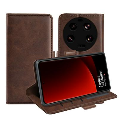 For Xiaomi 13 Ultra Double Buckle Wallet Style Folio Flip Leather Case with Stand and Card Slots Function