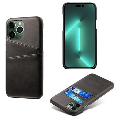 For iPhone 14 Pro Extra Thinness Premium Cowhide Leather Vintage Shockproof Hard PC Back Cover Case