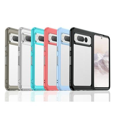 For Google Pixel Fold TPU + Acrylic Back Cover Anti-fall Clear Phone Case with Independent PC Buttons 