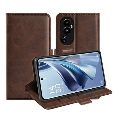 For OPPO Reno 10(CN) Double Buckle Wallet Style Folio Flip Leather Case with Stand and Card Slots Function