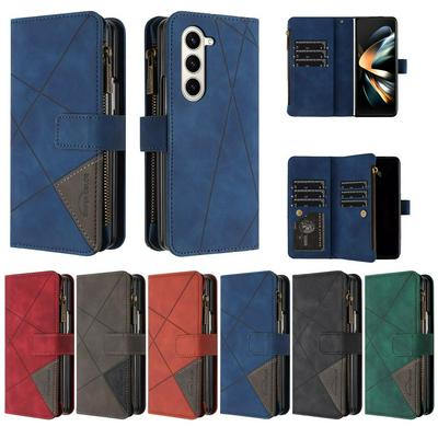 BINFEN COLOR For Samsung Galaxy Z Fold 5 Anti-Dust PU Leather Wallet Zippered Cell Phone Case Stand Phone Cover