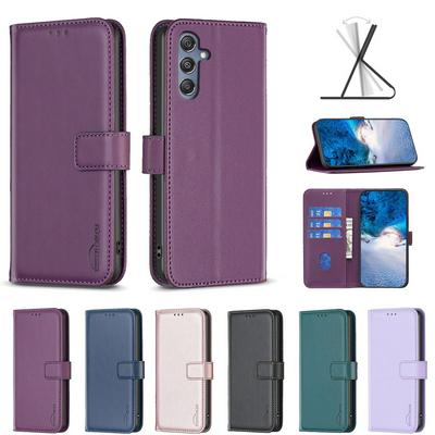 BINFEN COLOR BF17 For Samsung Galaxy M34 5G PU Leather Wallet Case Magnetic Folio Flip Stand Phone Cover