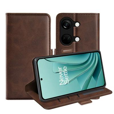 For OnePlus Nord 3/ACE 2V Double Buckle Wallet Style Folio Flip Leather Case with Stand and Card Slots Function