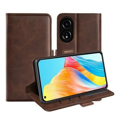 For Oppo A78 4G Double Buckle Wallet Style Folio Flip Leather Case with Stand and Card Slots Function