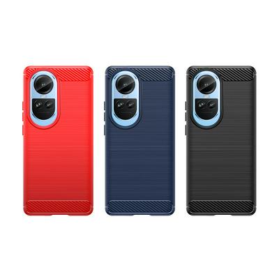 For OPPO Reno 10 Carbon Fiber Drawing Series Scratch Resistant Shock Absorption Soft TPU Back Cover Case