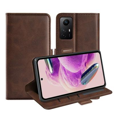 For Xiaomi Redmi Note 12S Double Buckle Wallet Style Folio Flip Leather Case with Stand and Card Slots Function
