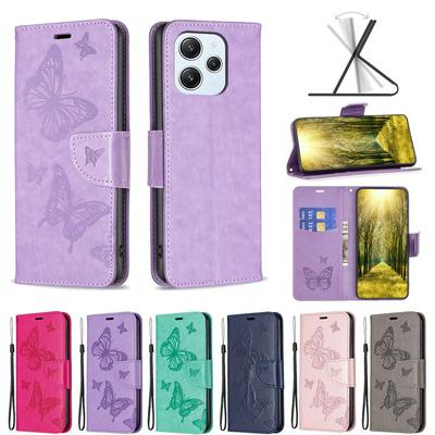 Imprinting Pattern Series-4 Leather Case for Xiaomi Redmi 12 4G Full Coverage Butterflies Imprinted Stand Case Magnetic Clasp Wallet Phone Cover