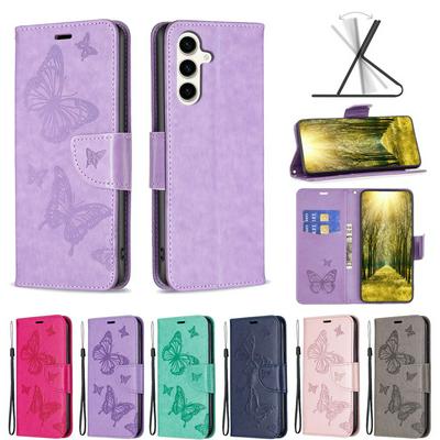 Imprinting Pattern Series-4 Leather Case for Samsung Galaxy S23 FE Full Coverage Butterflies Imprinted Stand Case Magnetic Clasp Wallet Phone Cover