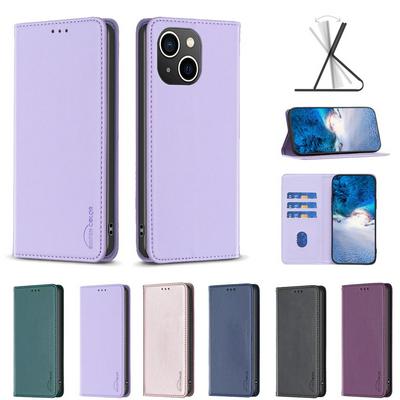 BF18 Protective Case for iPhone 15 Dermal dark magnetic field Leather Stand Phone Cover with Card Slots