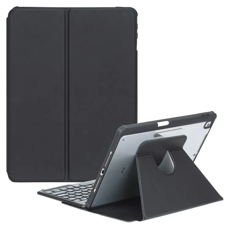 YL10 Round Cap Bluetooth Keyboard Case for iPad 10.9 (2022) Leather Tablet Cover with Rotating Stand, Pen Slot