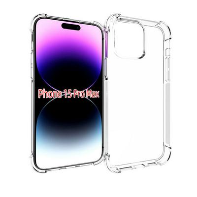 iPhone 15 Pro Max Anti-Fingerprint Non-Slip Waterproof Four Corners Shockproof Transparent Soft TPU Back Cover Protective Case