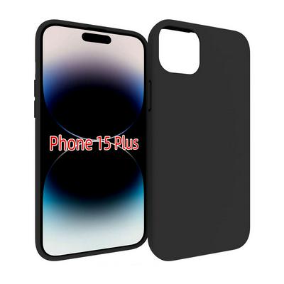 For iPhone 15 Plus Black Matte Shockproof Durable Soft TPU Back Cover Phone Case 