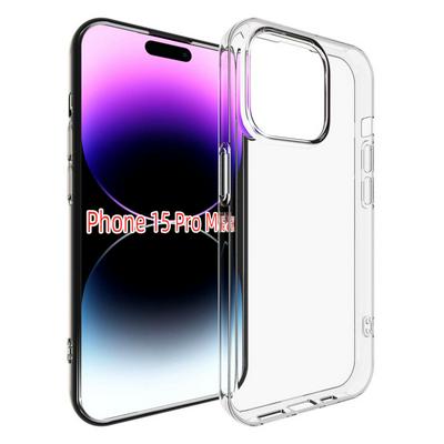 For iPhone 15 Pro Max Transparent TPU Shockproof Scratch Resistant Back Cover Phone Case