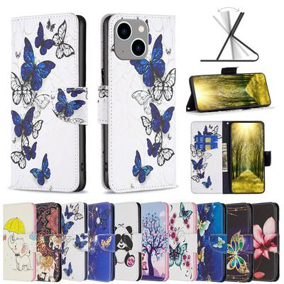 BF Pattern Printing Leather Series-2 for iPhone 15 Plus PU Leather Cover Stand Wallet Full Protection Inner TPU Phone Case