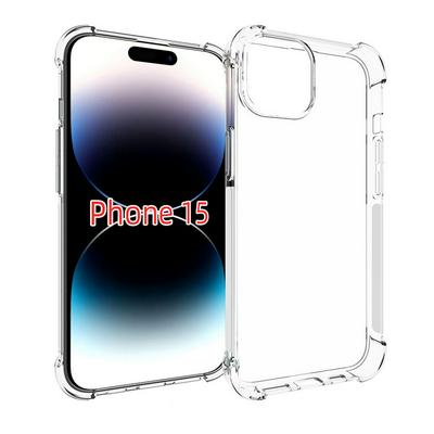 iPhone 15 Anti-Fingerprint Non-Slip Waterproof Four Corners Shockproof Transparent Soft TPU Back Cover Protective Case
